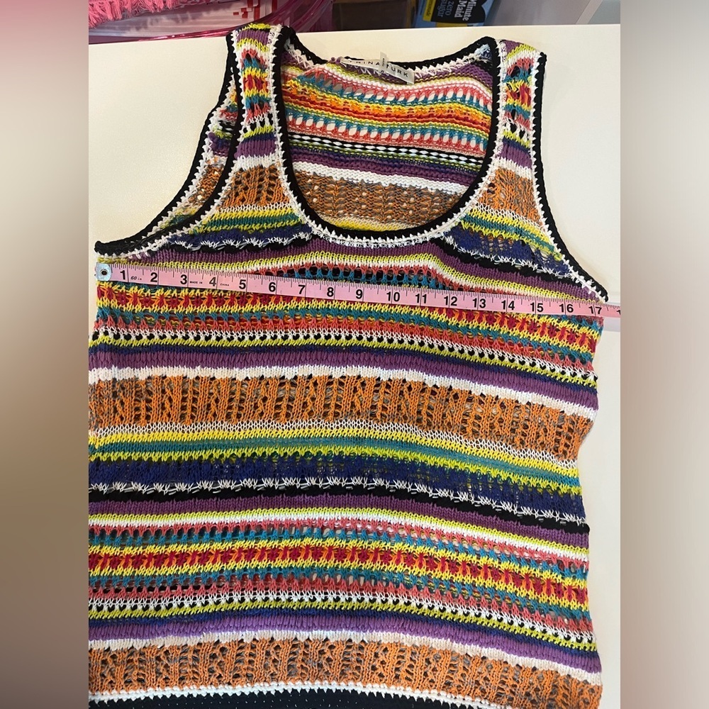 Trina Turk EUC Rainbow Crochet Knit Tank Sweater Vest Size M - Picture 5 of 7